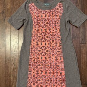 Title Nine Brown & Coral Cotton Knit Dress